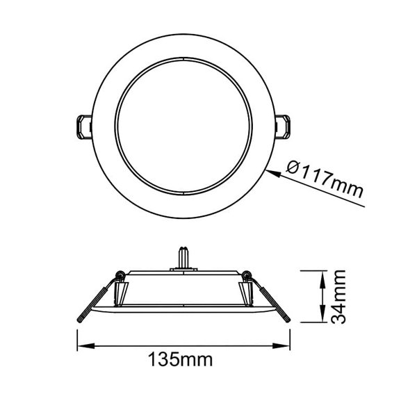 Tragbare LED-Einbauleuchte 6W weiß EILAT, Farbtemperatur 2700K/3200K/4000K, Ø117mm - Durchmesser 93-100mm