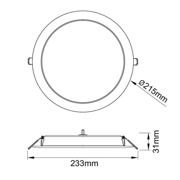 Downlight LED blanc 18 W EILAT, CCT 2700 K/3200 K/4000 K, Ø 215 mm - coupe 190-210 mm
