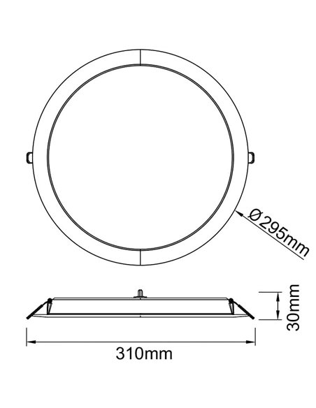 Downlight LED portátil 24W branco EILAT, CCT 2700K/3200K/4000K, Ø295mm - corte 260-270mm