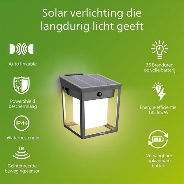 Aplique y Pedestal LED de exterior BLAISE, ultraeficiente con panel solar, 1,8W 3000K