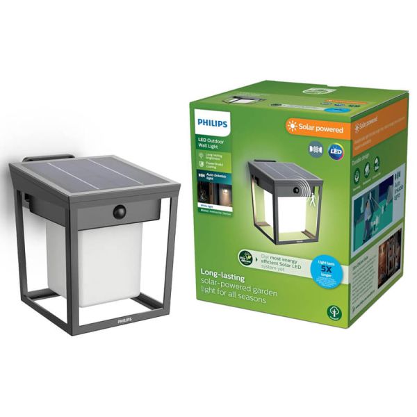 Aplique y Pedestal LED de exterior BLAISE, ultraeficiente con panel solar, 1,8W 3000K