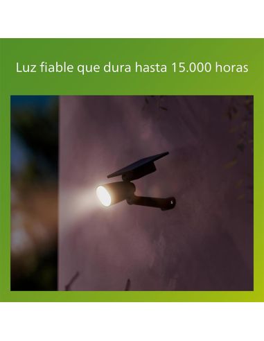 Foco LED exterior con panel solar ASHLYN, para pared y con pica al suelo incluido, ultraeficiente, negro 1,3W 2700K