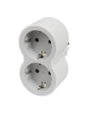 Adaptador Doble LEGRAND 2x2P+T Entrada Frontal 16A Blanco y Gris Claro  694516