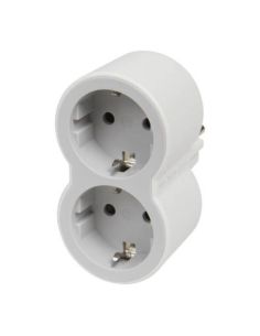 Adaptador Doble LEGRAND 2x2P+T Entrada Frontal 16A Blanco y Gris Claro  694516