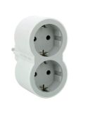 Adaptador Doble LEGRAND 2x2P+T Entrada Frontal 16A Blanco y Gris Claro  694516