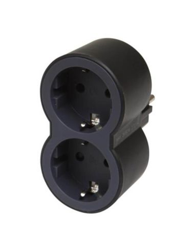 Adaptador Doble 2x2P+T LEGRAND Entrada Frontal 16A 3680W Color Negro 694517