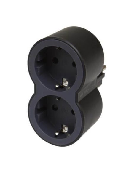 Adaptador Doble 2x2P+T LEGRAND Entrada Frontal 16A 3680W Color Negro 694517
