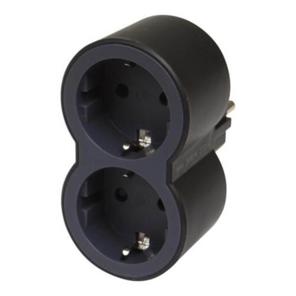 Adaptador Doble 2x2P+T LEGRAND Entrada Frontal 16A 3680W Color Negro 694517