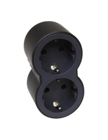 Adaptateur double LEGRAND 2x2P+T entrée frontale 16A 3680W couleur noir 694517