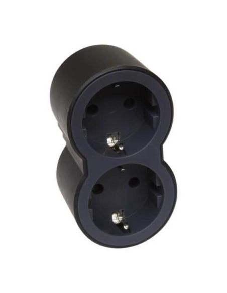 Adaptador Doble 2x2P+T LEGRAND Entrada Frontal 16A 3680W Color Negro 694517