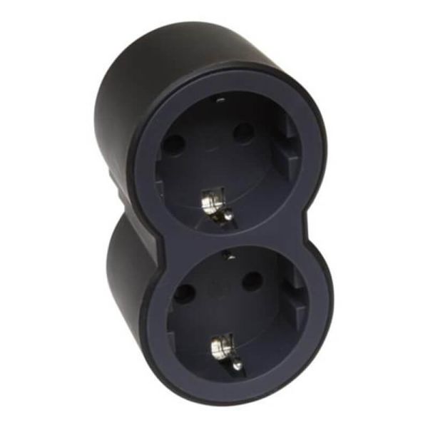 Adaptador Doble 2x2P+T LEGRAND Entrada Frontal 16A 3680W Color Negro 694517