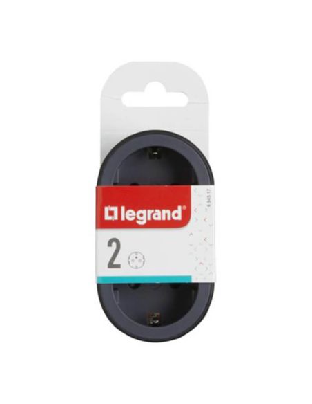 Adaptateur double LEGRAND 2x2P+T entrée frontale 16A 3680W couleur noir 694517