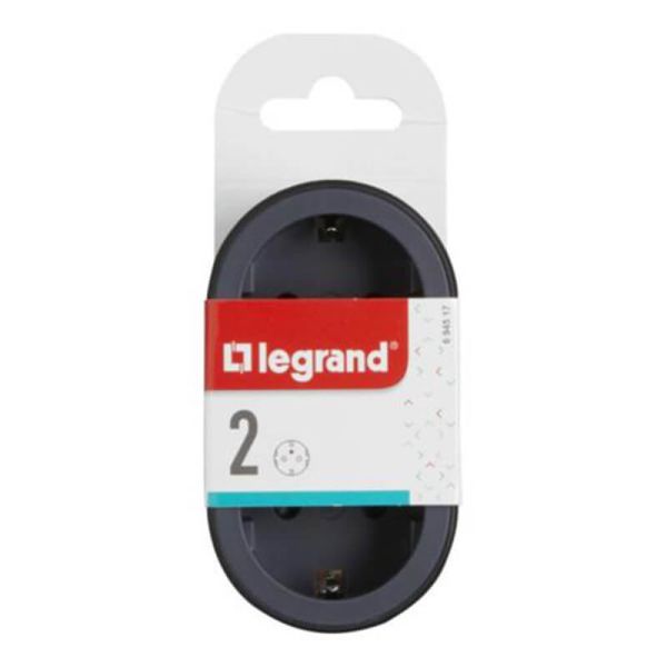 Adaptador Doble 2x2P+T LEGRAND Entrada Frontal 16A 3680W Color Negro 694517