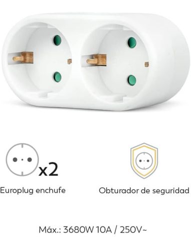 Adaptador 2 Tomas frontales blanco 430024G