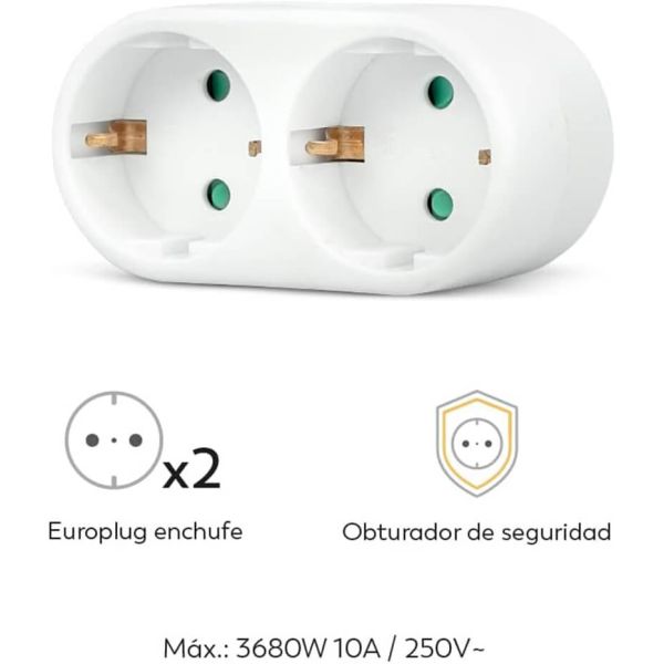 Adaptador 2 Tomas frontales blanco 430024G