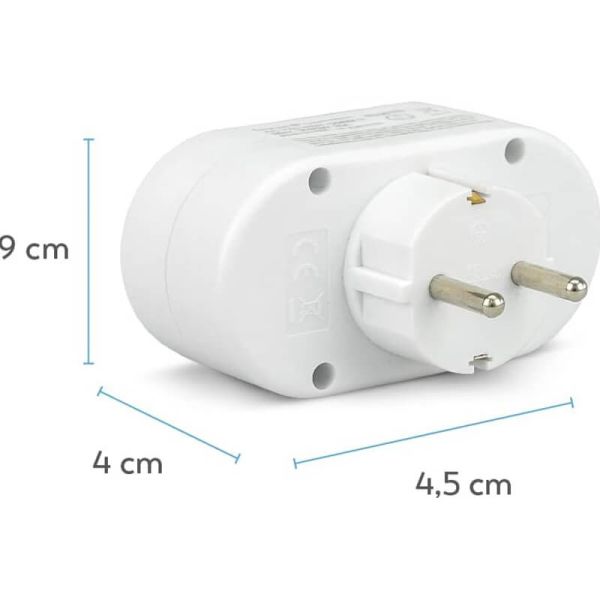Weißer Adapter mit 2 Frontsteckdosen