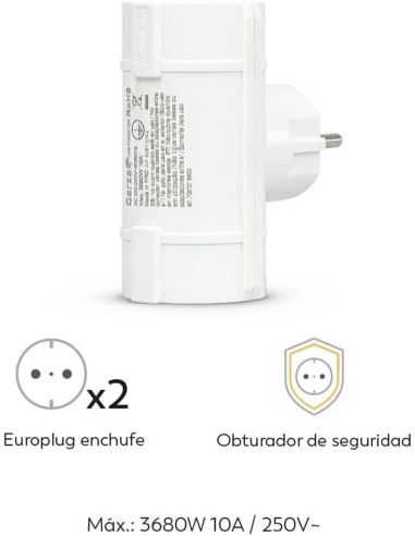 Adaptador 2 Tomas laterales blanco 430022