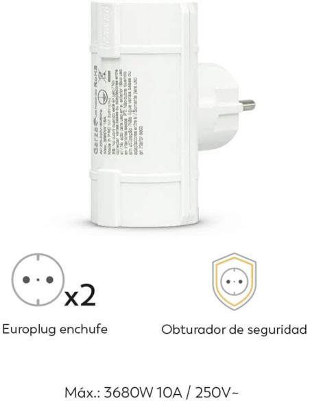 Adaptador 2 Tomas laterales blanco 430022