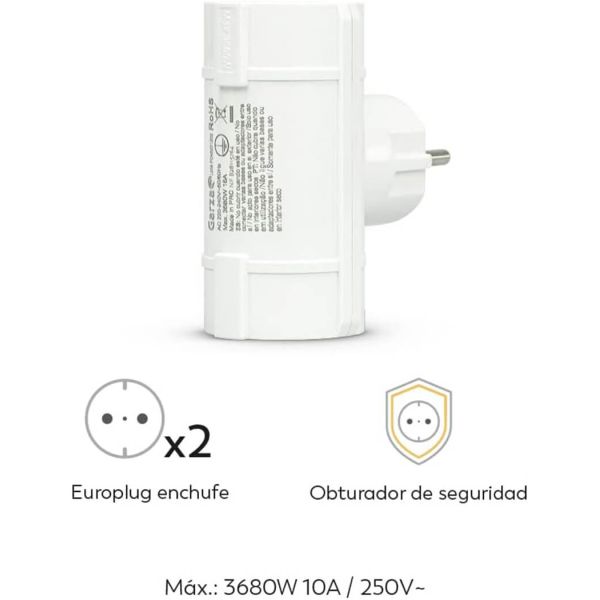 Adaptador 2 Tomas laterales blanco 430022
