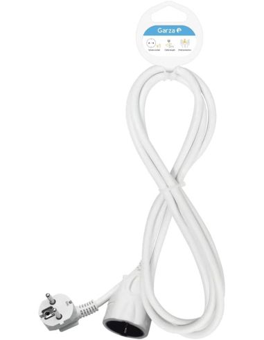 Cable Alargador Eléctrico Garza 3 Metros con Toma de Tierra 16A Blanco