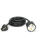 Rallonge Garza de 5 mètres avec connexion à la terre 16 A, noire 430009G
