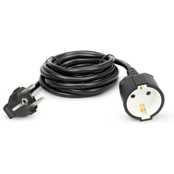 Rallonge Garza de 5 mètres avec connexion à la terre 16 A, noire 430009G