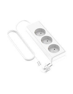 Base Múltiple Simple Blanca 3 Tomas Schuko - 1.4M Protección Infantil