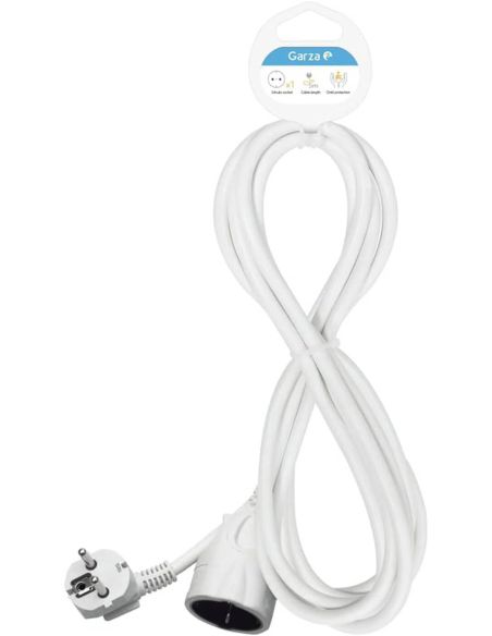 Cable Alargador Garza 5 Metros Blanco con Toma de Tierra 16A 3680W 430008G Garza
