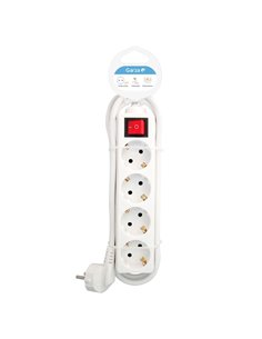 Base Múltiple Blanca 4 Tomas Schuko Interruptor - 3M Protección Infantil