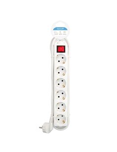 Base Múltiple Blanca 6 Tomas Schuko Interruptor - 3M Protección Infantil