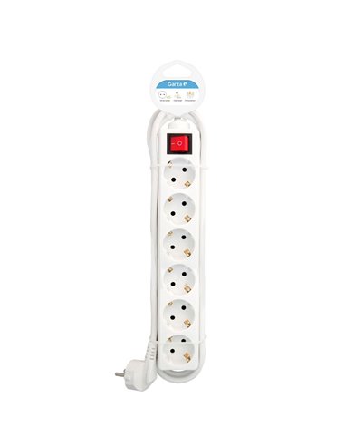 Interrupteur multiprise Schuko blanc à 6 prises - Protection enfant 3M