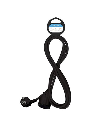 Cable Alargador Garza 5 Metros con Toma de Tierra 16A Negro