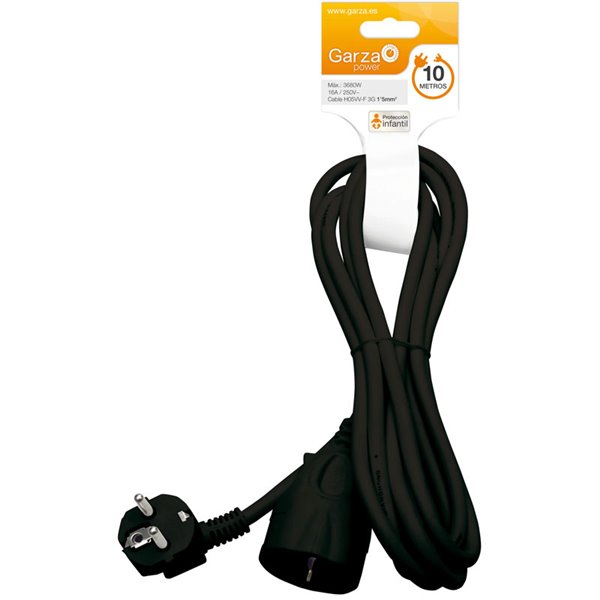 Rallonge électrique noire de 10 mètres