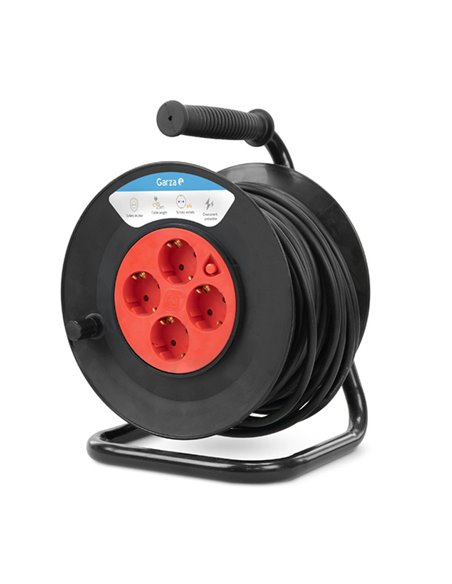 Enrouleur de câble avec 25 mètres de câble avec poignée + 4 prises 3000W 10A 250V 430021G