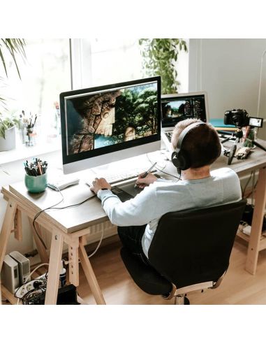 Cabo de extensão preto Garza de 3 metros com conexão de aterramento de 16 A