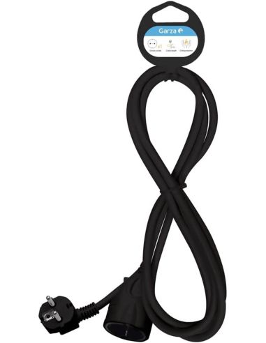 Cable Alargador Garza 3 Metros Negro con Toma de Tierra 16A
