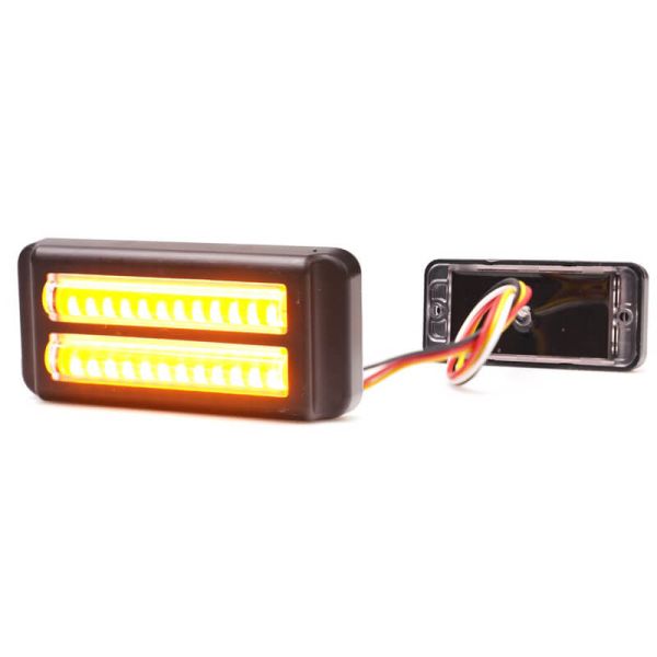 Barra LED doble mini Estroboscópica Ambar Doble Flash XA1 EMC R10 IP68 12V 24V 2469 W284