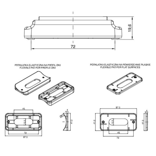 Barre LED double mini stroboscope ambre double flash XA1 EMC R10 IP68 12 V 24 V 2469 W284