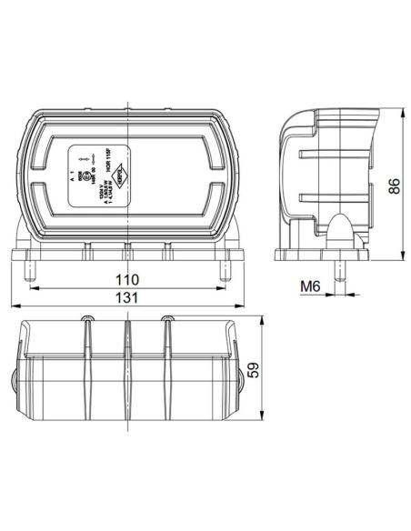 Medidas Faro Delantero LED con soporte inferior con Luz de Posición Neon e Intermitente A 1 CleoFront 12V 24V