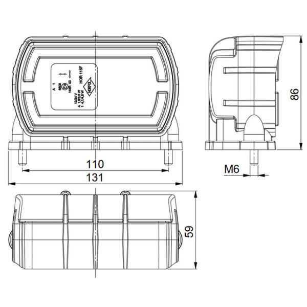 Medidas Faro Delantero LED con soporte inferior con Luz de Posición Neon e Intermitente A 1 CleoFront 12V 24V