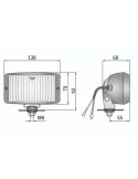 Medidas Faro niebla delantero rectangular H3 12V tulipa ambar Fog Light 70W B E20