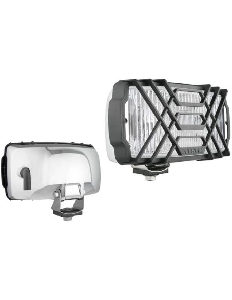 Faro niebla cromado delantero rectangular sin Bombilla 12V 24V B E20 | Incluye protector para piedras