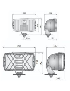 Faro niebla cromado delantero rectangular sin Bombilla 12V 24V B E20 | Incluye protector para piedras 2