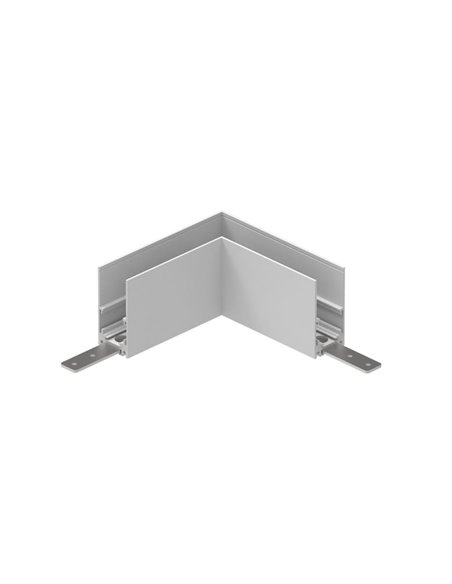 Conector unión en L 90º blanco para carril empotrado MAGNETO, con conexión interna/externa