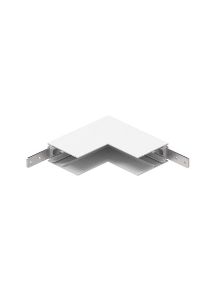 Conector unión en L 90º blanco para carril empotrado MAGNETO, con conexión interna/externa