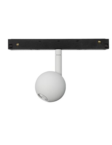 Foco LED bola blanco para carril magnético MAGNETO, 7W 3000K, 560Lm, 38º elegante y sofisticado Ø55mm