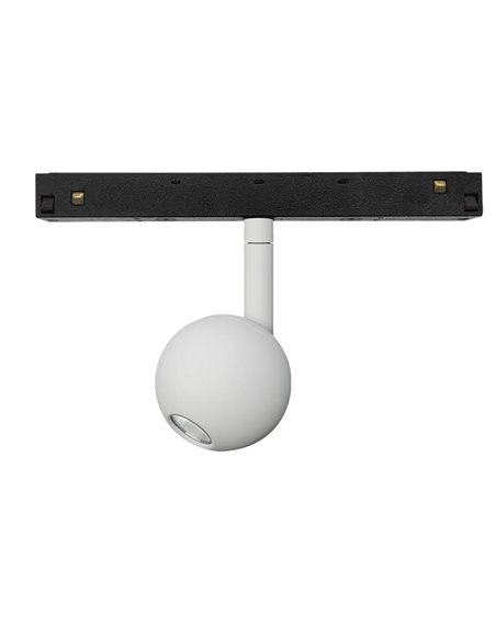 Foco LED bola blanco para carril magnético MAGNETO, 7W 3000K, 560Lm, 38º elegante y sofisticado Ø55mm