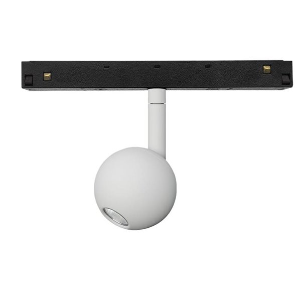 Foco LED bola blanco para carril magnético MAGNETO, 7W 3000K, 560Lm, 38º elegante y sofisticado Ø55mm