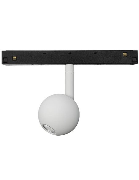 Foco LED bola blanco para carril magnético MAGNETO, 7W 3000K, 560Lm, 38º elegante y sofisticado Ø55mm
