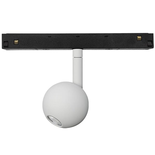 Foco LED bola blanco para carril magnético MAGNETO, 7W 3000K, 560Lm, 38º elegante y sofisticado Ø55mm